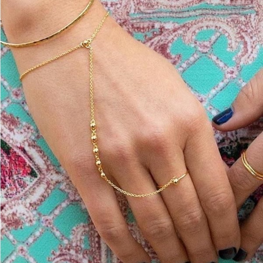 Gorjana Bali Hand to Wrist Chain Bracelet w/ Ring